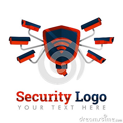 Logo template for city â€‹â€‹security, security, prevention, theft, internet industry, cameras, network protection, internet Vector Illustration